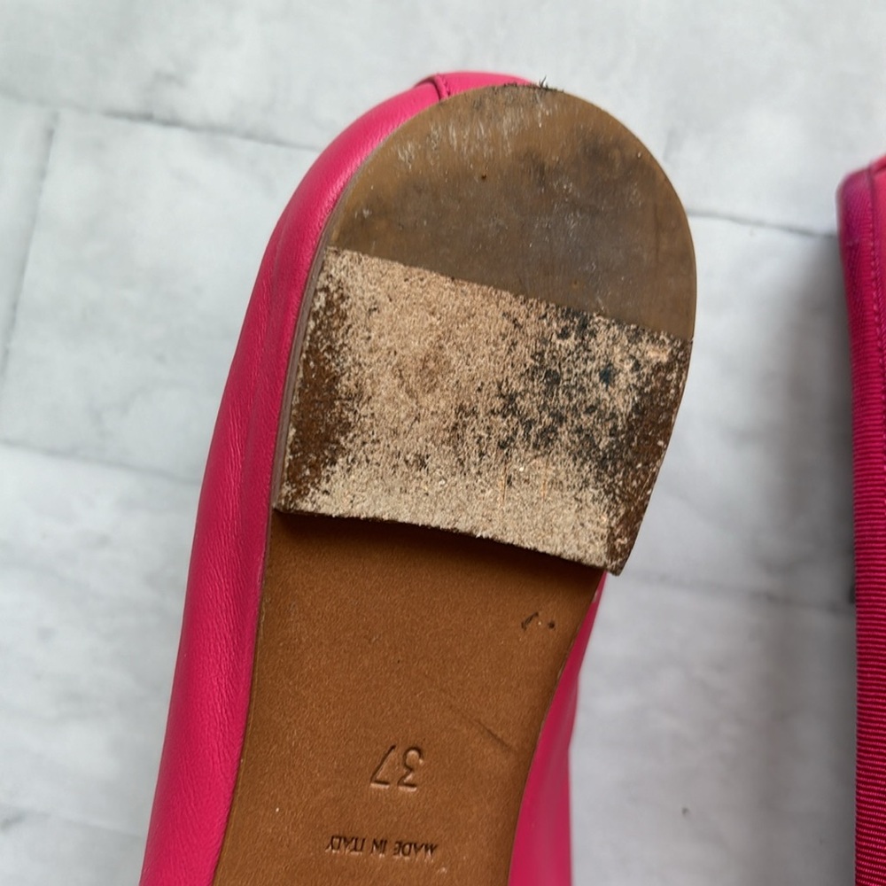 Saint Laurent Raspberry Dance Leather Ballet Flats - Picture 11 of 16